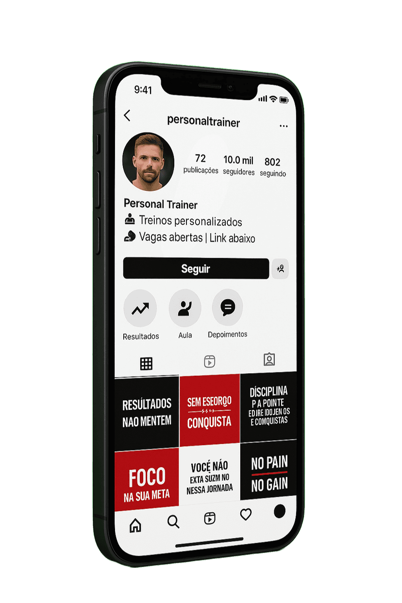 Perfil de Instagram profissional após transformação
